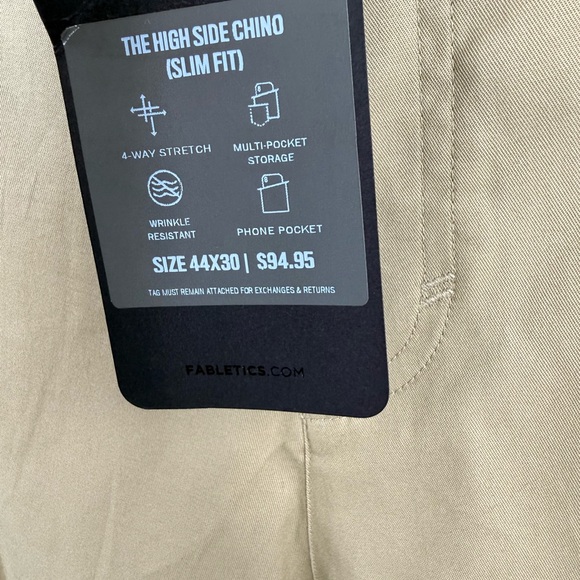 Fabletics Pants Mens 44x30 Twill Khaki The High Side Chino Modern Slim Fit Golf - Picture 6 of 9